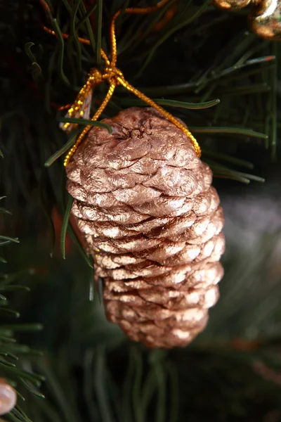 Decoratie gouden dennenappel — Stockfoto