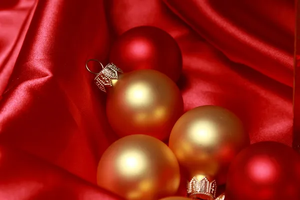 Red and golden decoration balls — Stock Photo, Image