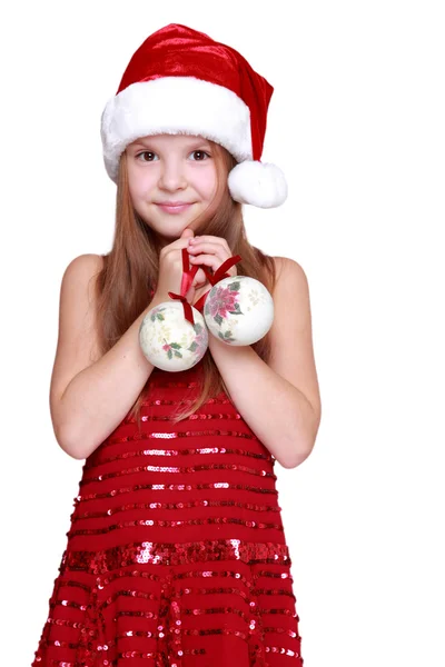 Ragazza che tiene decorazione di Natale — Foto Stock