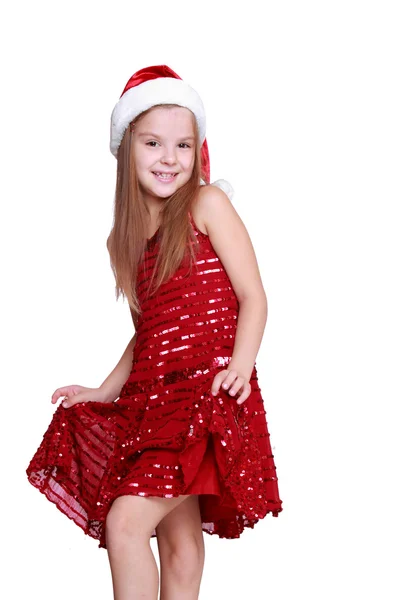 Little girl in holiday dress posing for the camera — Stock Photo, Image