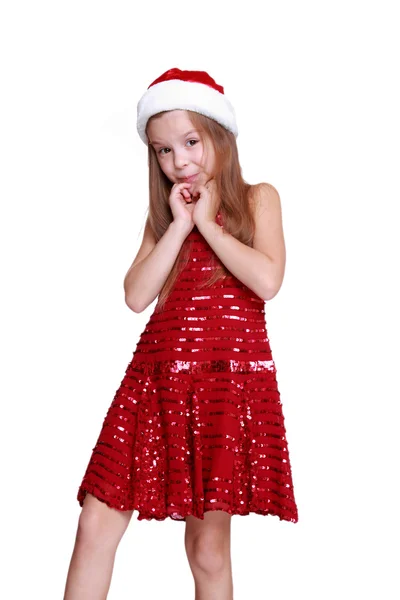 Little girl in holiday dress posing for the camera — Stock Photo, Image