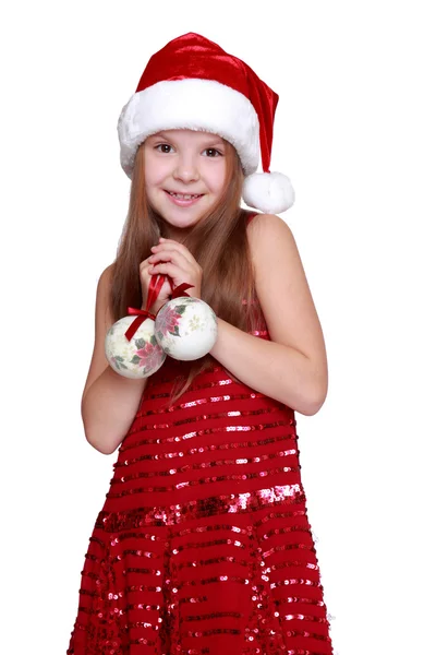 Ragazza che tiene decorazione di Natale — Foto Stock