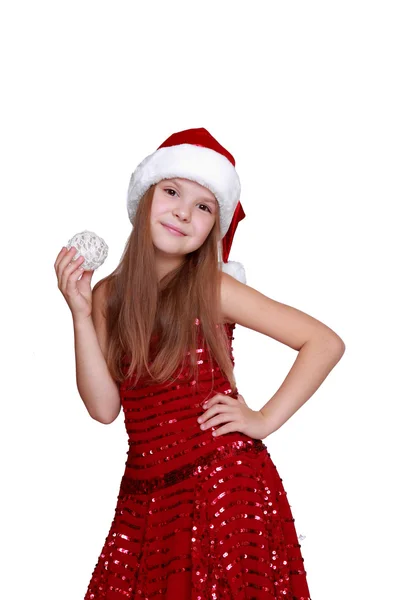 Menina segurando decoração de Natal — Fotografia de Stock