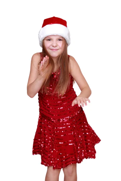 Girl in a fancy red dress — Stock Photo, Image