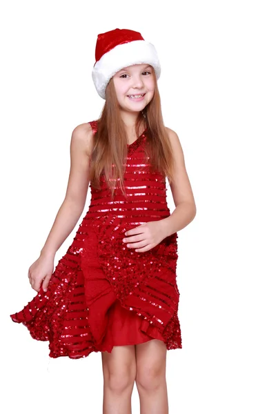 Santa girl dancing — Stock Photo, Image