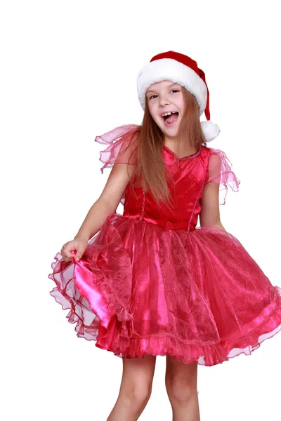 Girl wearing santa hat — Stock Photo, Image