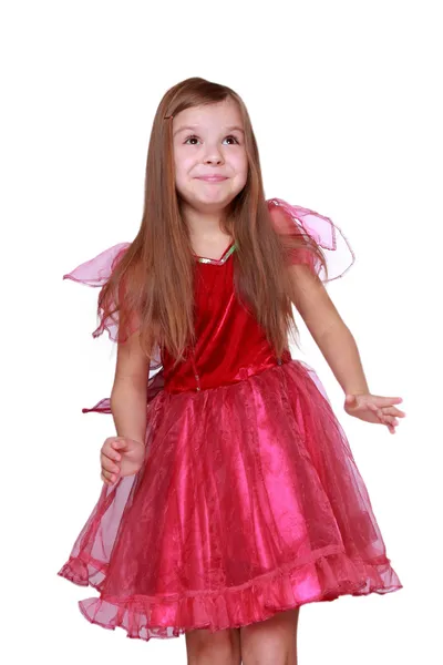 Dívka, která nosí růžové šaty — Stock fotografie