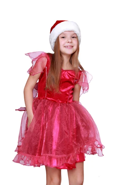 Girl wearing santa hat — Stock Photo, Image