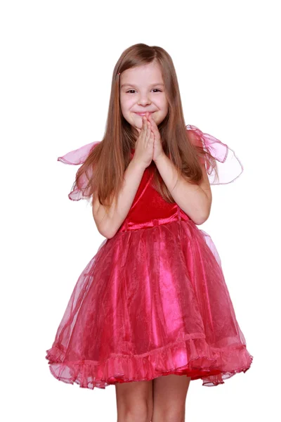 Flicka klädd i rosa klänning — Stockfoto