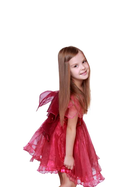 Chica vistiendo vestido rosa — Foto de Stock