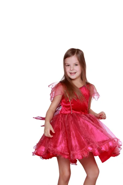 Girl wearing beautiful red dress — Stock Photo, Image