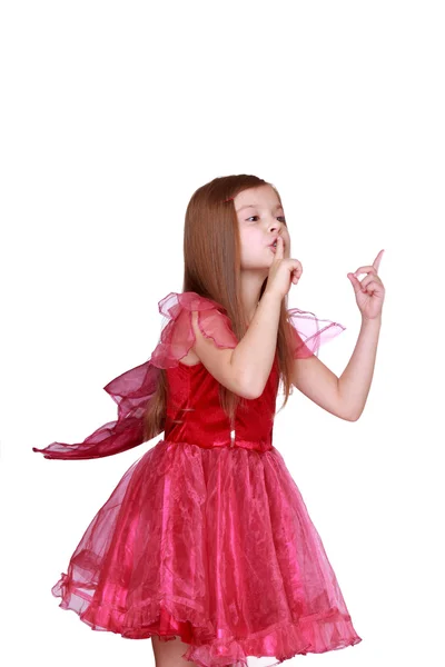 Girl posing in butterfly dress — Stock Photo, Image