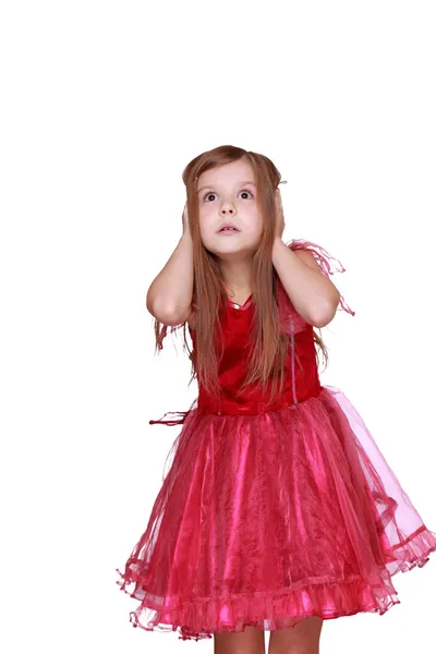 Κορίτσι Ποζάροντας σε πεταλούδα φόρεμα — Φωτογραφία Αρχείου