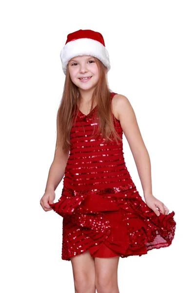 Girl dancing in red dress Stock Photo