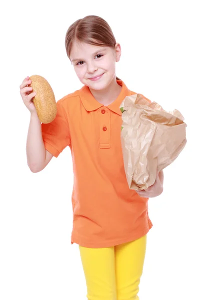 Little girl with buns — Stock Photo, Image