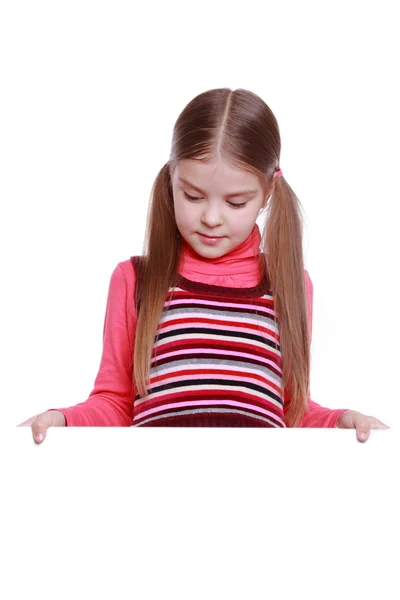 Little girl with blank — Stock Photo, Image