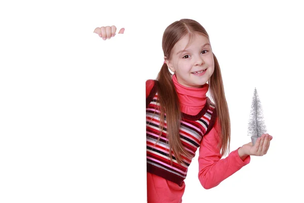 Little girl with blank — Stock Photo, Image