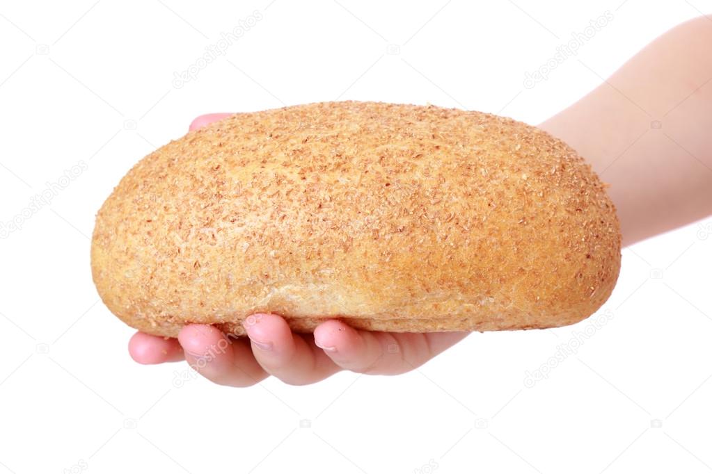Kid hand holding bread — Stock Photo © Mari1Photo 39206635
