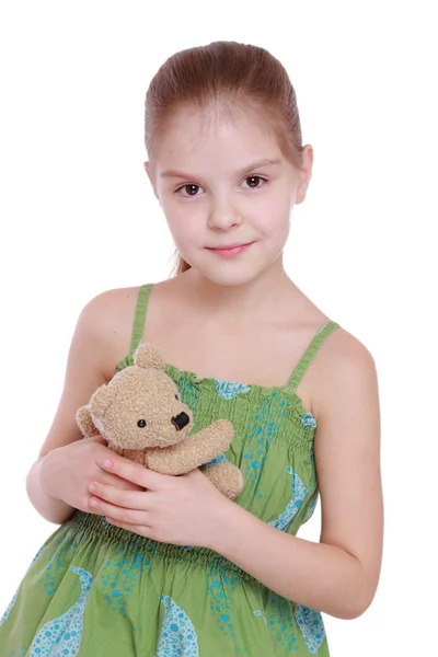 Petite fille avec ours en peluche — Photo