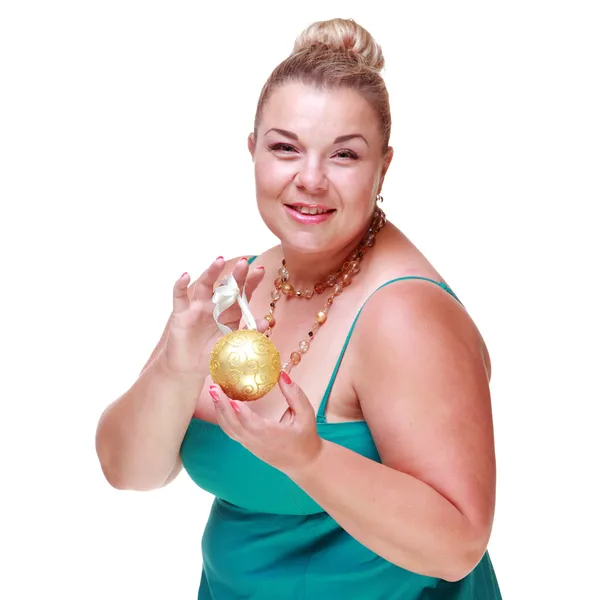 Woman holding a Christmas decoration — Stock Photo, Image