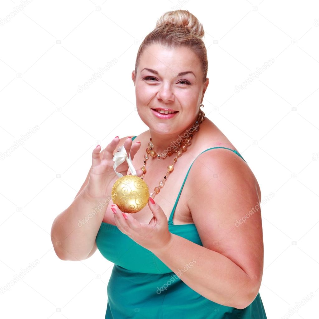 Woman holding a Christmas decoration