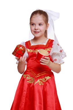 Kız holding bebek geleneği tarzı