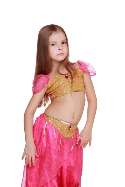 Meisje in roze Arabische dans kostuum — Stockfoto