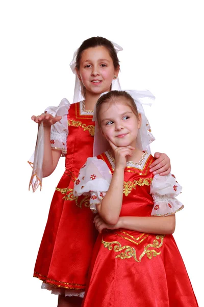 Little girls wearing traditional costume — Stock Photo, Image