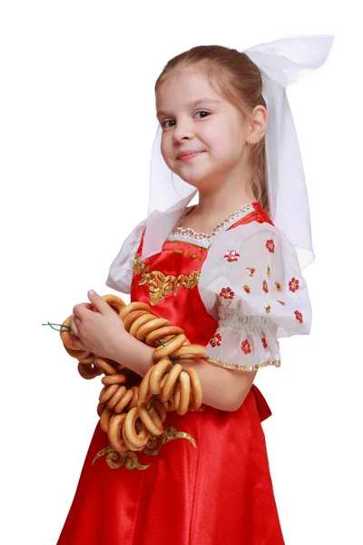 Russian girl wearing traditional costume — Stock Photo, Image