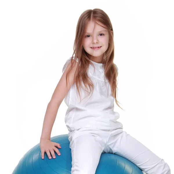 Girl playing sports on fitball — Stock Photo, Image