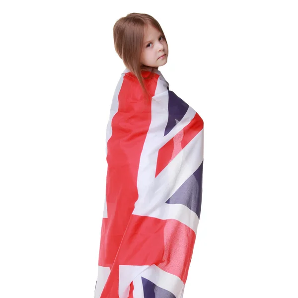 Niña con bandera del Reino Unido — Foto de Stock