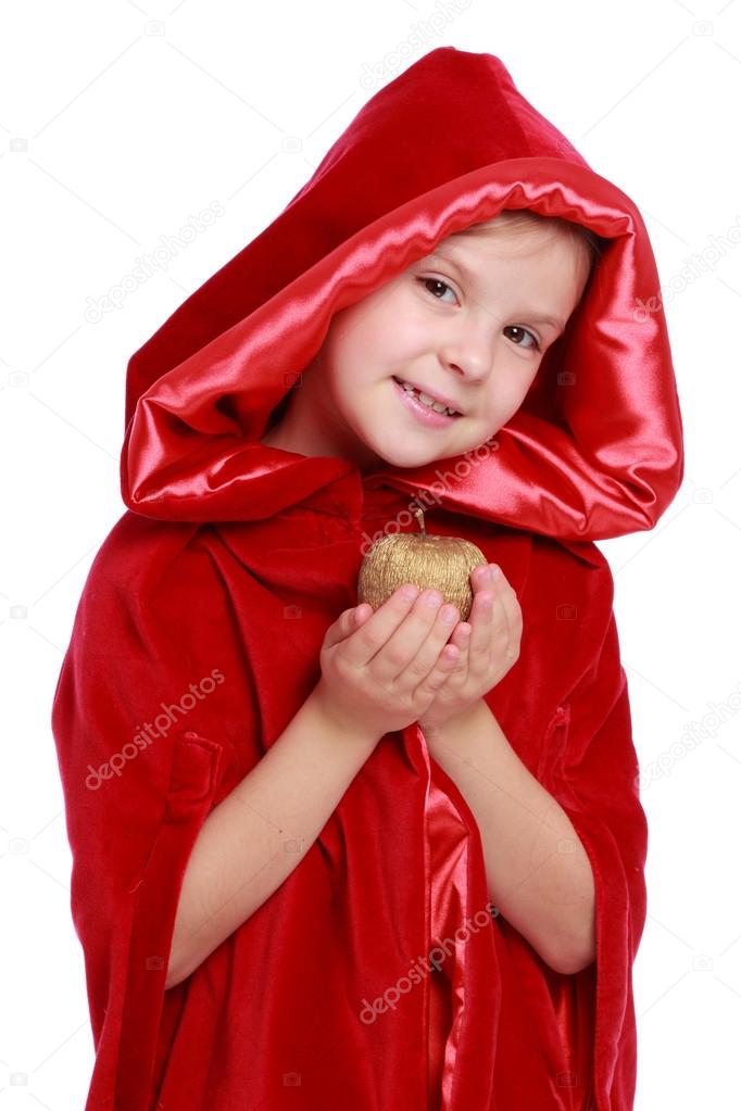 Girl dressed as Little Red Riding Hood