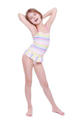 Little girl in swimsuit clipart