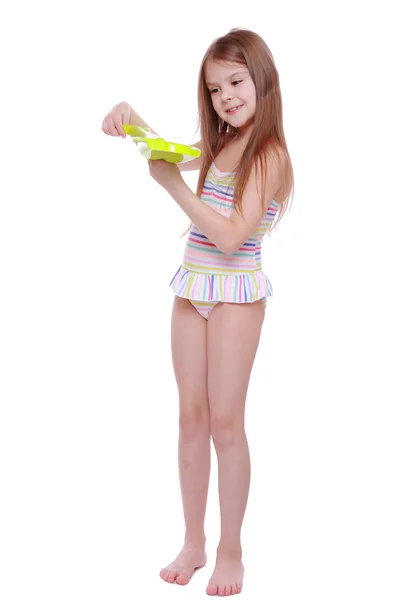 Little girl in swimsuit — Stock Photo, Image