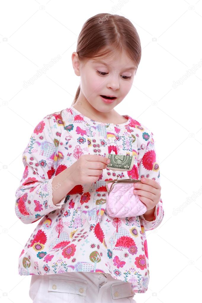 Girl with money and wallet