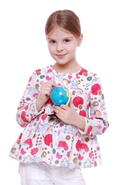 Ragazza con il globo in mano — Foto Stock