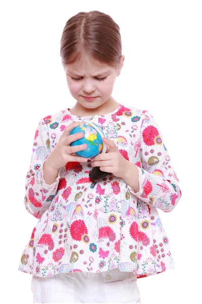 Ragazza con il globo in mano — Foto Stock