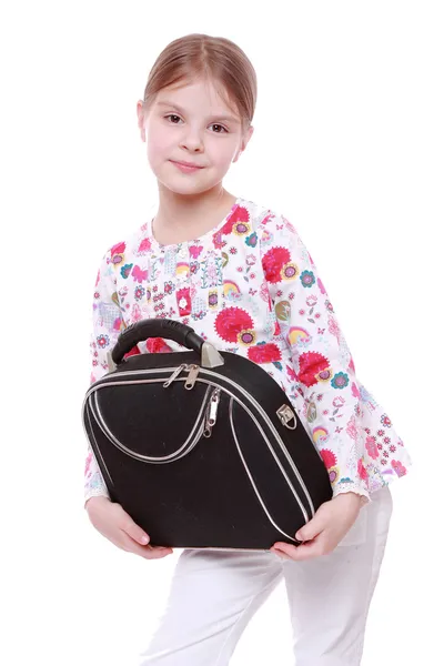 Dívka s černou taškou — Stock fotografie
