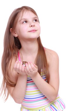 kız mayo ile deniz hayvanı kabuğu