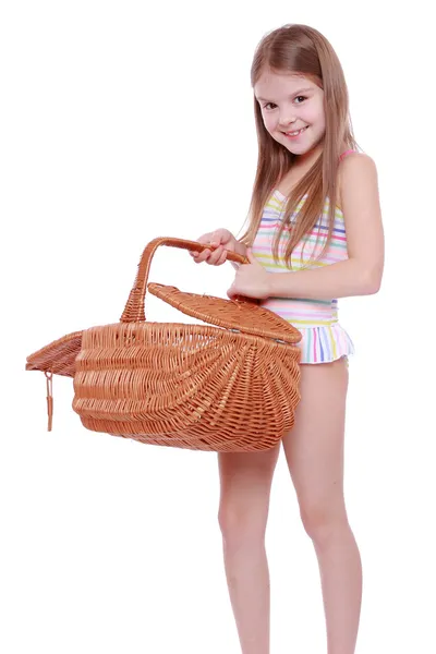 Fashion little girl in swimsuit — Stock Photo, Image