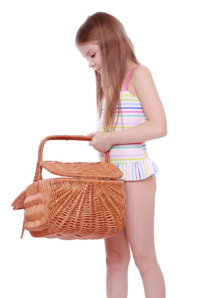 Fashion little girl in swimsuit — Stock Photo, Image