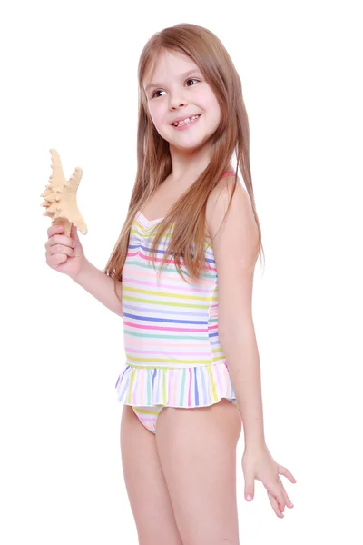 Little girl in swimsuit — Stock Photo, Image