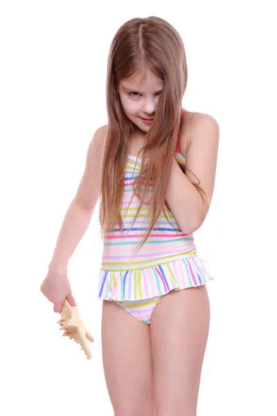 Little girl in swimsuit — Stock Photo, Image