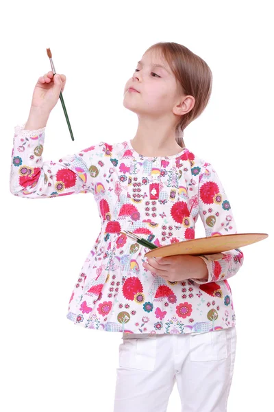 Cute little girl painting — Stock Photo, Image