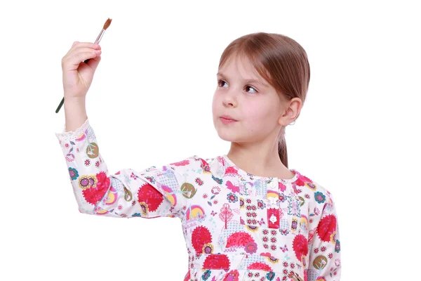 Cute little girl painting — Stock Photo, Image