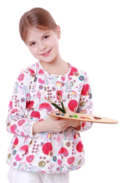 Cute little girl painting — Stock Photo, Image