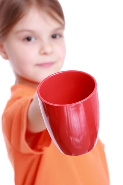 红茶杯的女孩 — 图库照片