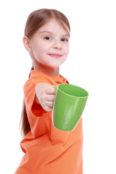 Fille avec tasse de thé — Photo