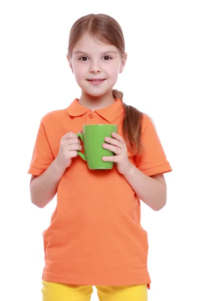 Chica con taza de té —  Fotos de Stock