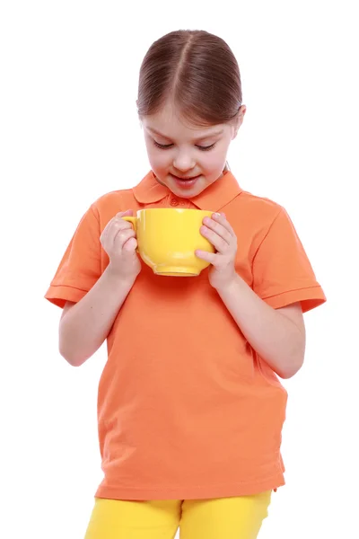 Niño con taza de té — Foto de Stock